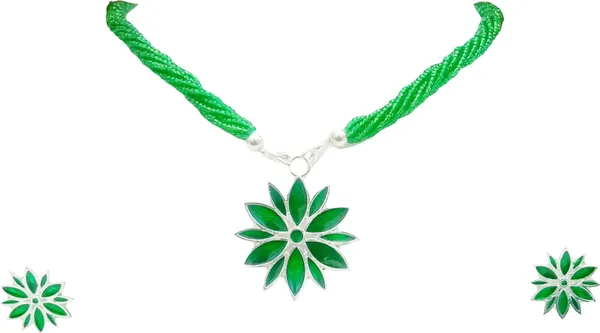 Assamese_Traditional_Silver_Plated_Green_Flower_Jewellery_Set_For_Women